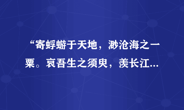 “寄蜉蝣于天地，渺沧海之一粟。哀吾生之须臾，羡长江之无穷”是什么意思？