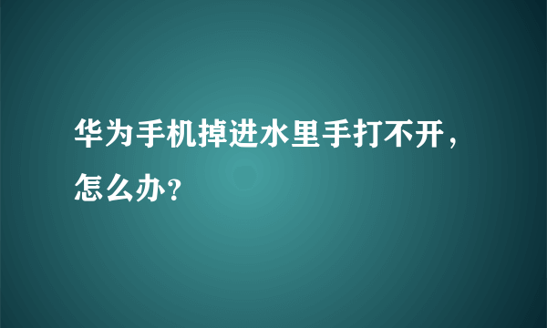 华为手机掉进水里手打不开，怎么办？