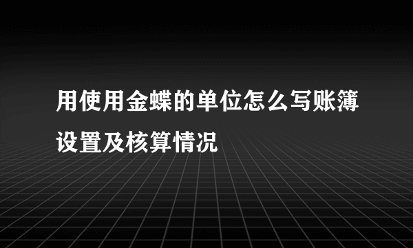 用使用金蝶的单位怎么写账簿设置及核算情况