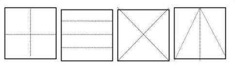 把一个正方形平均分成四份有那几种分法？