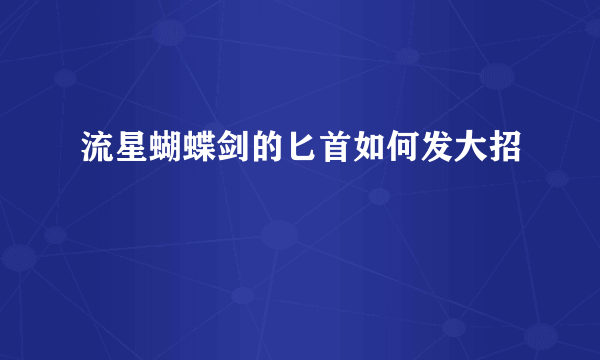 流星蝴蝶剑的匕首如何发大招