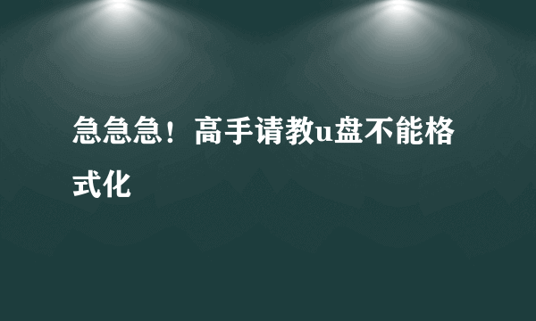 急急急！高手请教u盘不能格式化