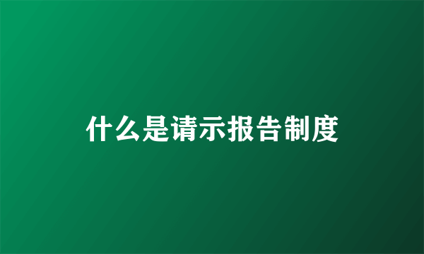 什么是请示报告制度