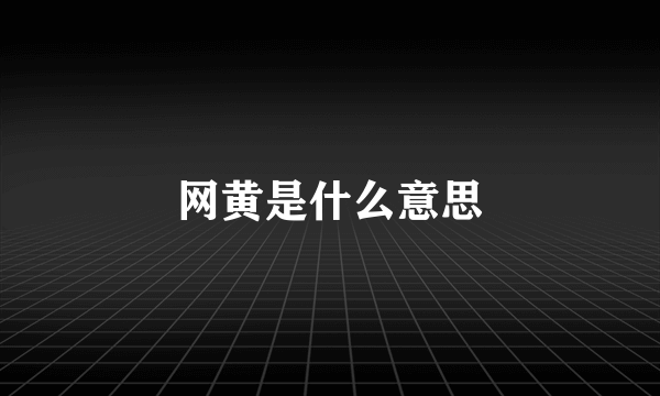 网黄是什么意思