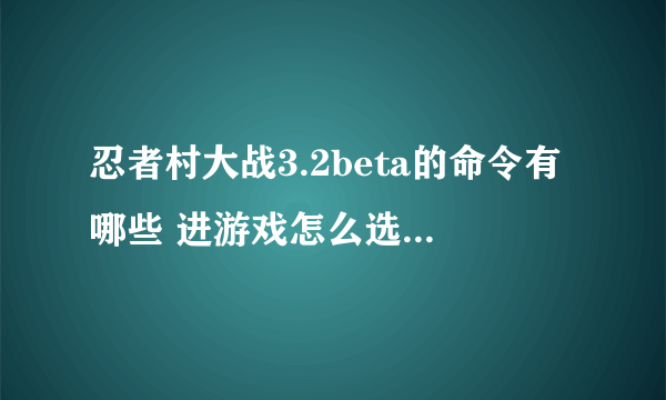 忍者村大战3.2beta的命令有哪些 进游戏怎么选模式，求指教