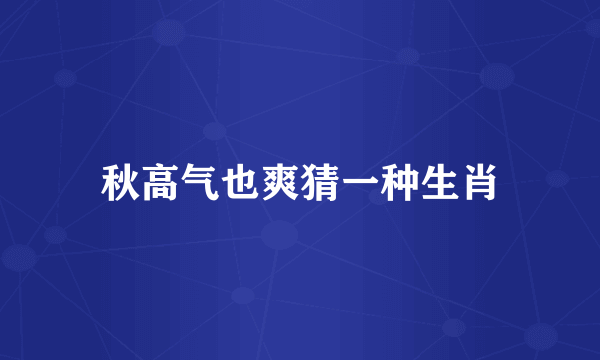 秋高气也爽猜一种生肖