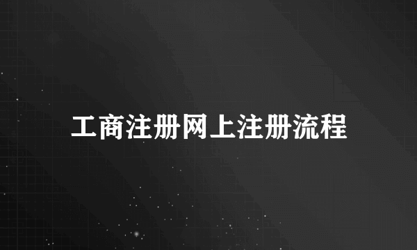 工商注册网上注册流程