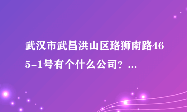 武汉市武昌洪山区珞狮南路465-1号有个什么公司？ 麻烦朋友们看一下，哪里有个步步佳换面鞋连锁店吗？