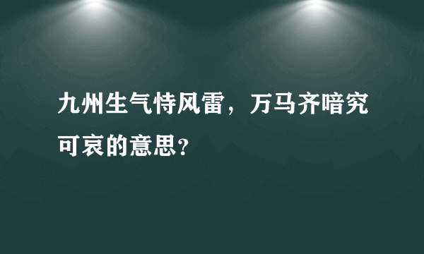 九州生气恃风雷，万马齐喑究可哀的意思？