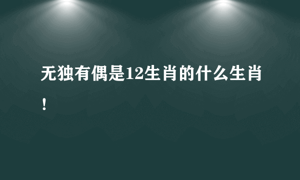 无独有偶是12生肖的什么生肖！