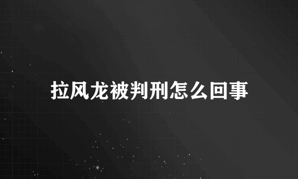 拉风龙被判刑怎么回事