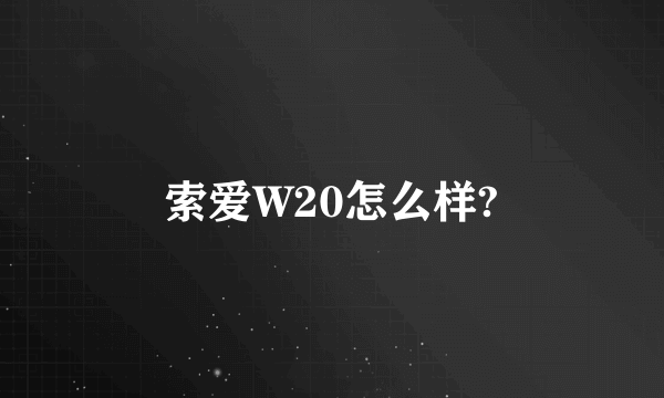 索爱W20怎么样?