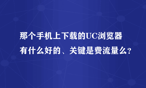 那个手机上下载的UC浏览器有什么好的、关键是费流量么？