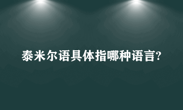 泰米尔语具体指哪种语言?