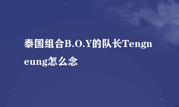 泰国组合B.O.Y的队长Tengneung怎么念