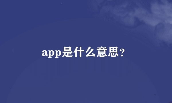 app是什么意思？