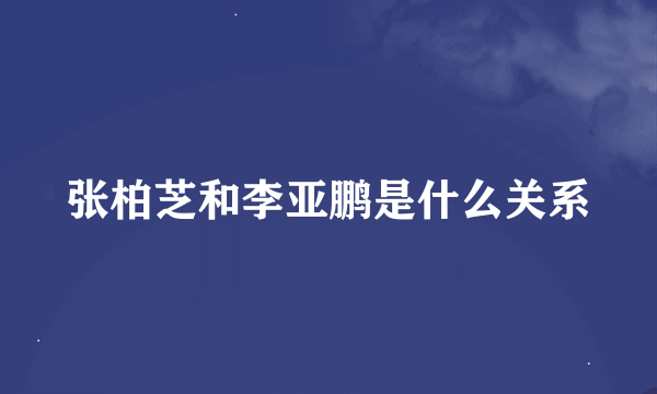 张柏芝和李亚鹏是什么关系