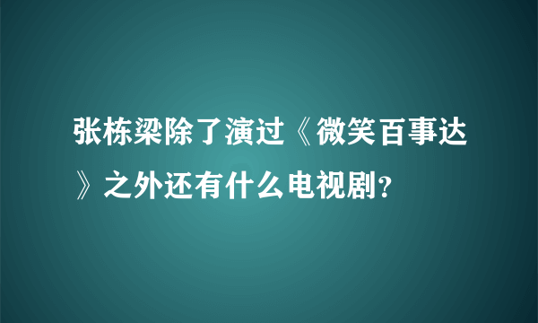 张栋梁除了演过《微笑百事达》之外还有什么电视剧？