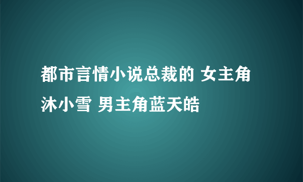 都市言情小说总裁的 女主角沐小雪 男主角蓝天皓