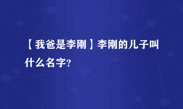 【我爸是李刚】李刚的儿子叫什么名字？