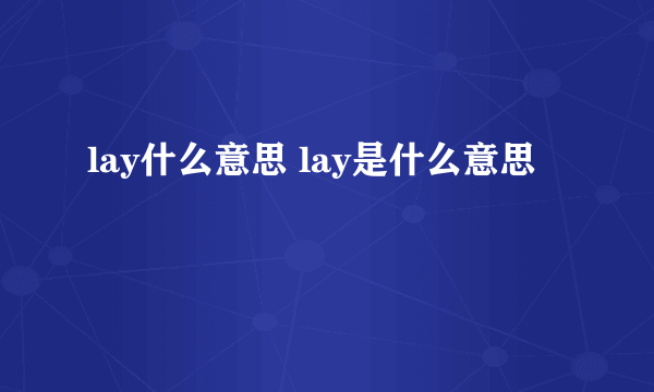 lay什么意思 lay是什么意思