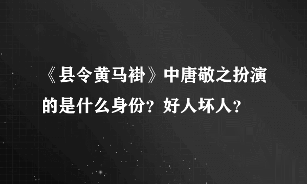 《县令黄马褂》中唐敬之扮演的是什么身份？好人坏人？