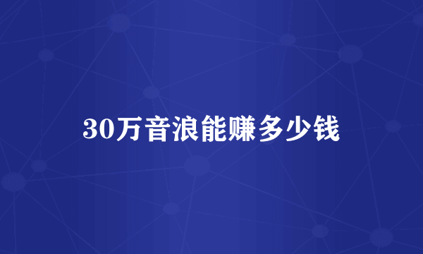 30万音浪能赚多少钱