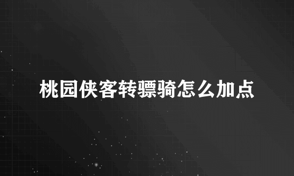 桃园侠客转骠骑怎么加点