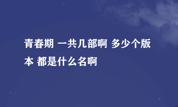 青春期 一共几部啊 多少个版本 都是什么名啊