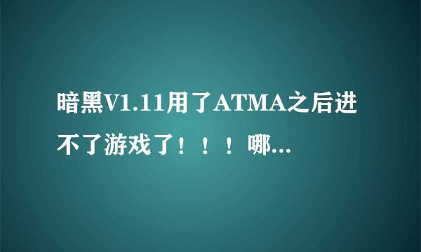 暗黑V1.11用了ATMA之后进不了游戏了！！！哪位哥哥帮我啊？？