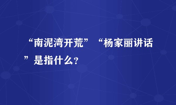 “南泥湾开荒”“杨家丽讲话”是指什么？