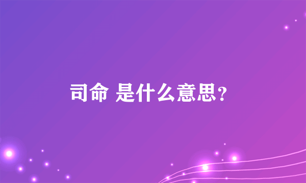 司命 是什么意思？