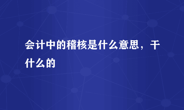 会计中的稽核是什么意思，干什么的