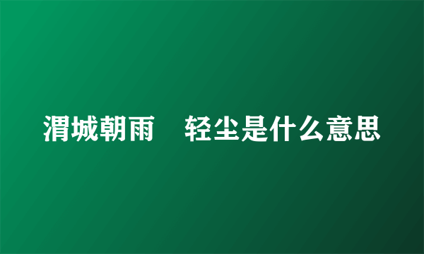 渭城朝雨浥轻尘是什么意思