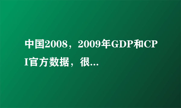 中国2008，2009年GDP和CPI官方数据，很急很重要~