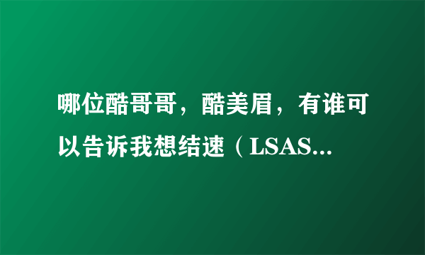 哪位酷哥哥，酷美眉，有谁可以告诉我想结速（LSASS.exe）程序  。应该怎么做才好