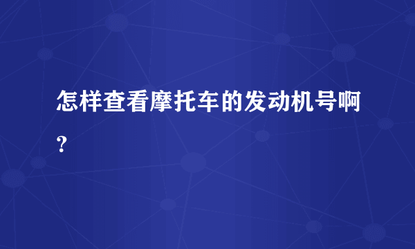 怎样查看摩托车的发动机号啊？