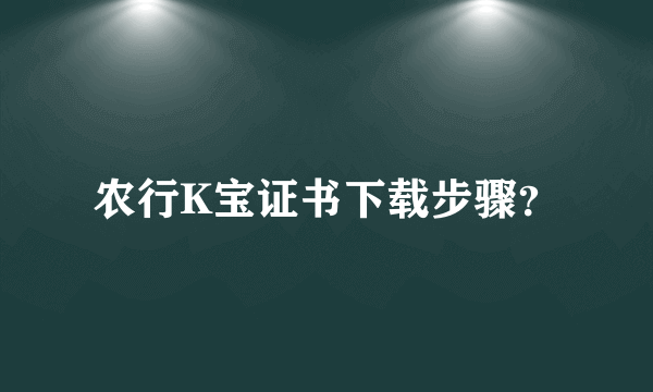 农行K宝证书下载步骤？