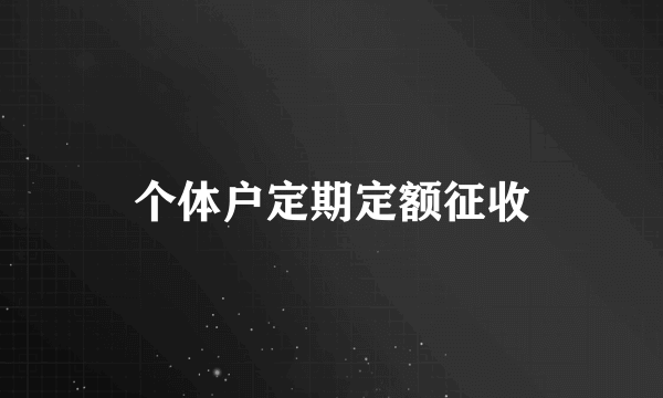 个体户定期定额征收