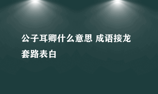 公子耳卿什么意思 成语接龙套路表白