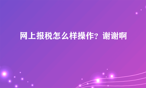 网上报税怎么样操作？谢谢啊