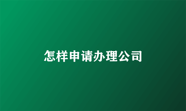 怎样申请办理公司