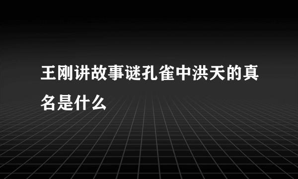 王刚讲故事谜孔雀中洪天的真名是什么