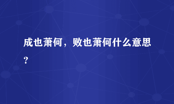 成也萧何，败也萧何什么意思？