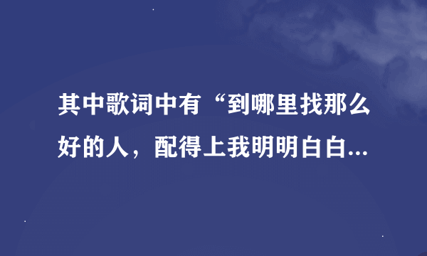 其中歌词中有“到哪里找那么好的人，配得上我明明白白的青春。”是什么歌？