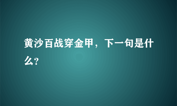 黄沙百战穿金甲，下一句是什么？