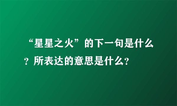 “星星之火”的下一句是什么？所表达的意思是什么？