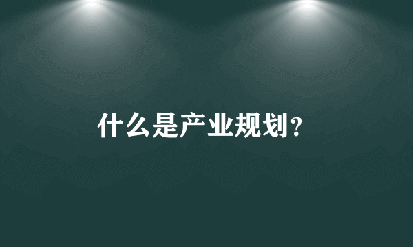 什么是产业规划？