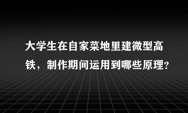 大学生在自家菜地里建微型高铁，制作期间运用到哪些原理？