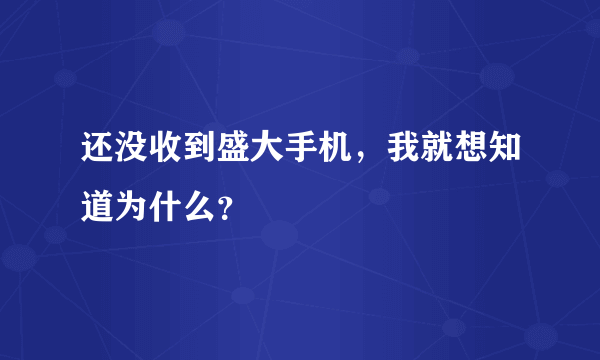 还没收到盛大手机，我就想知道为什么？